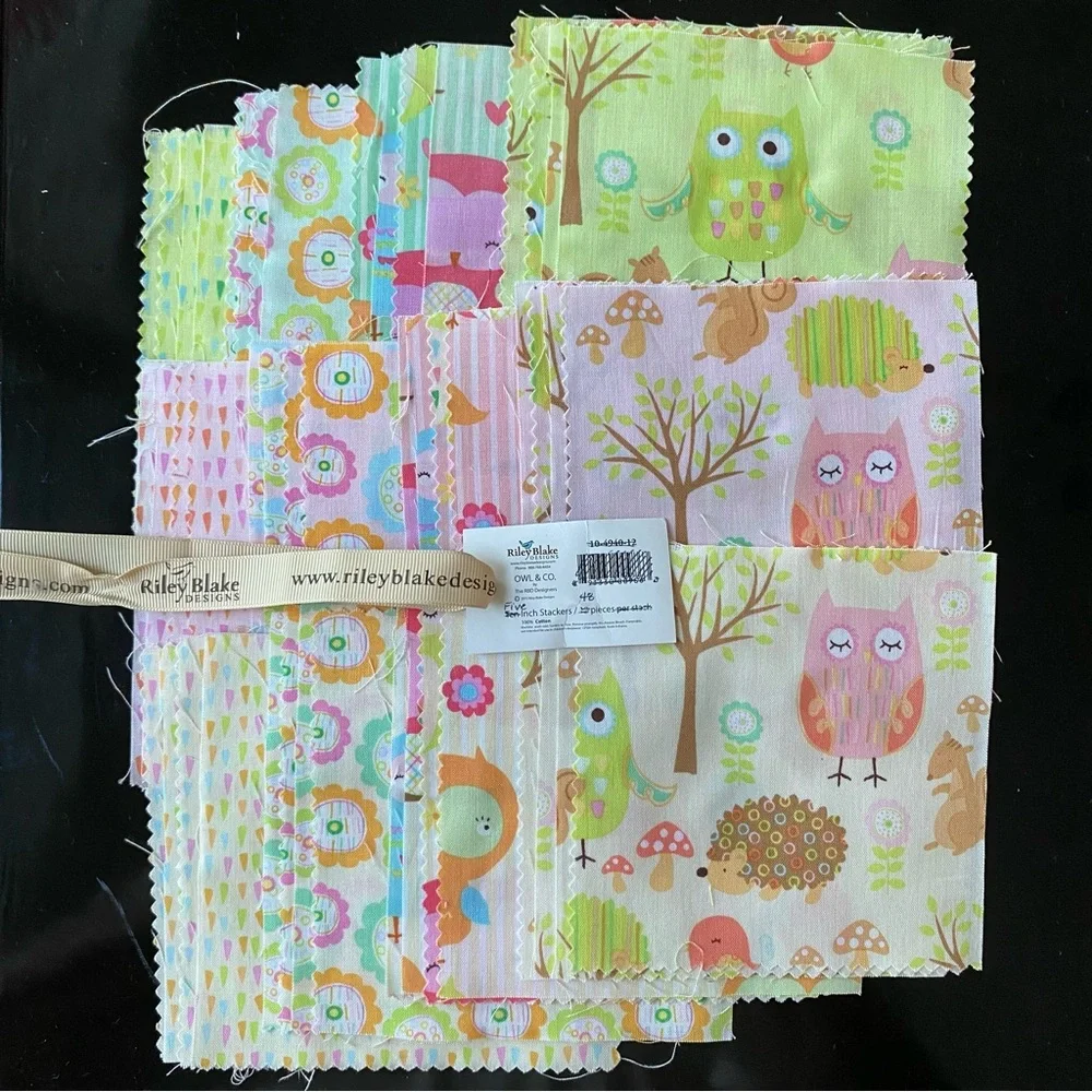 Fabric-(48)-5” squares “Owl & Co” pattern by Riley Blake Designs